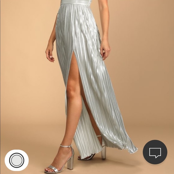 Silver Metallic Bustier Pleated Dress - Picture 3 of 10